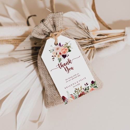 Rustic Summer Floral Wedding Thank You  Gift Tags