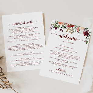 Rustic Summer Floral Wedding Welcome Letter