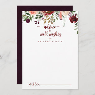 Rustic Summer Floral Wedding Well Wishes Advice Card