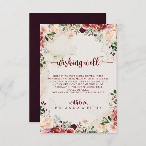 Rustic Summer Floral Wedding Wishing Well   Enclosure Card