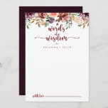 Rustic Summer Floral Wedding Words of Wisdom   Advice Card<br><div class="desc">This rustic summer floral wedding words of wisdom advice card is perfect for a modern wedding. The design features burgundy, pink and blush watercolor flowers with green leaves in a brownish stained background. These cards are perfect for a wedding, bridal shower, baby shower, graduation party & more. Personalize the cards...</div>