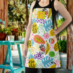 Rustic Summer Fruit Pattern Apron<br><div class="desc">Your monogram initial on this apron featuring a modern fruit pattern of pineapples,  pears,  oranges,  cherries,  papaya,  grapes,  kiwis and peaches. You can put this design on other products,  too!</div>