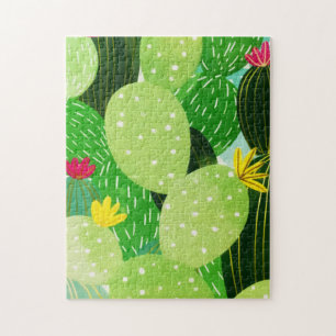Rustic Summer Greenery Succulent Glitter Jigsaw Puzzle