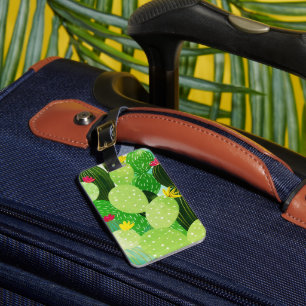Rustic Summer Greenery Succulent Glitter Luggage Tag