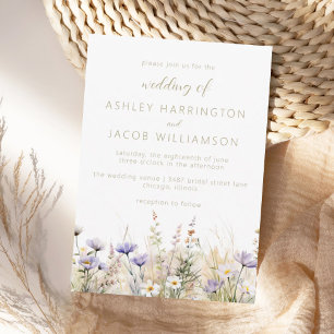 Rustic Summer Meadow Wildflower Wedding  Invitation