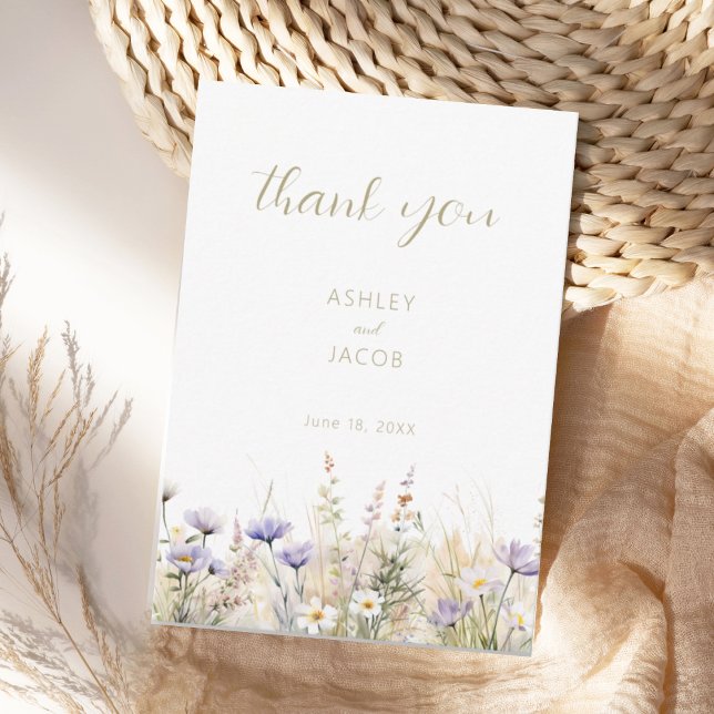 Rustic Summer Meadow Wildflower Wedding Thank You  Invitation (Creator Uploaded)