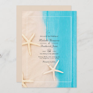 Rustic Summer QR Code RSVP Beach Wedding Invitation