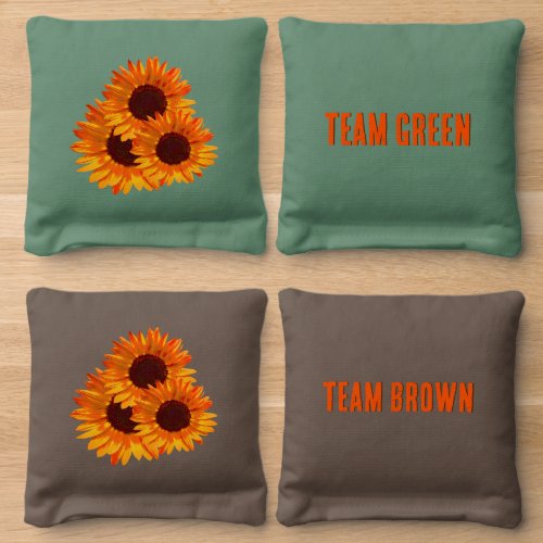 Rustic Summer Sunflowers With Custom Text  Cornhole Bags