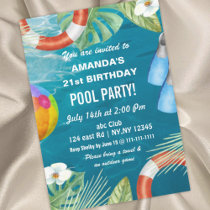 Rustic Summer Swimming Pool Party Birthday  Invita Invitation