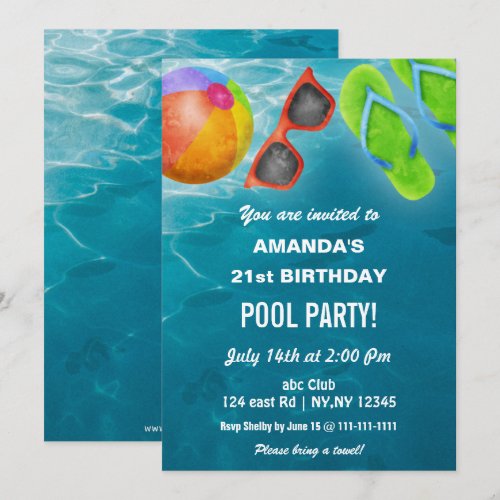 Rustic Summer Swimming Pool Party Birthday 