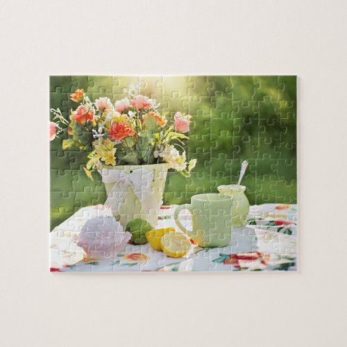 Rustic Summer Tea Party Jigsaw Puzzle