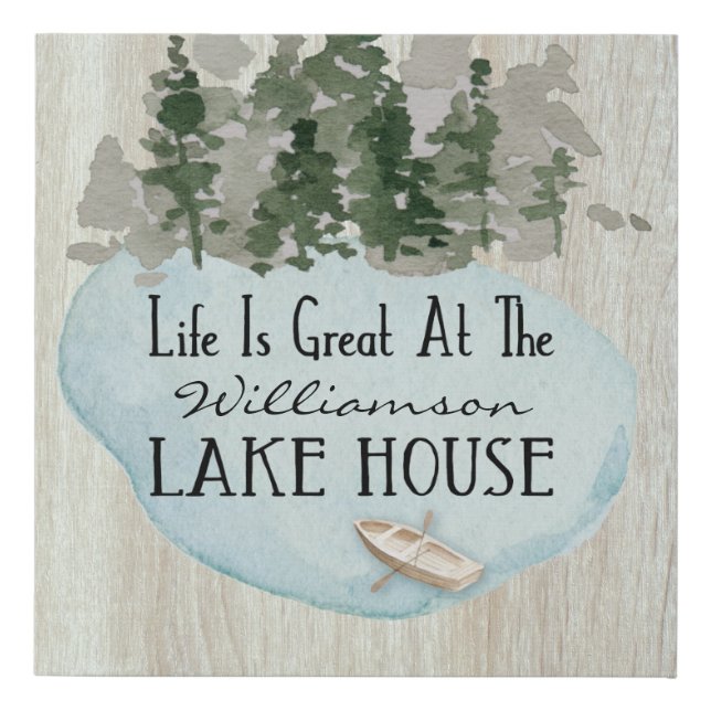 Rustic Summer Vacation Lake House Faux Canvas Print (Front)