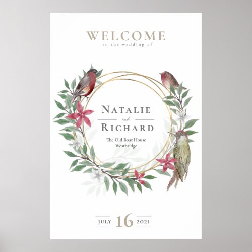 Rustic Summer Wedding Welcome Sign birds