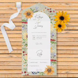 Rustic Summer Wildflower Sunflower Sage No Dinner All In One Invitation