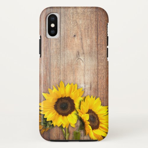 Rustic Summer Wood Sunflower iPhone X Case