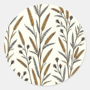 Rustic Sun-Drenched Wheat and Wildflower Field Classic Round Sticker