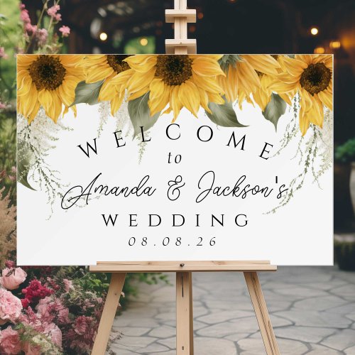 Rustic Sun Flower Wedding Welcome Sign