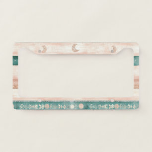 Rustic Sun Moon Pattern for Spiritual Living License Plate Frame