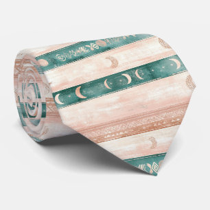 Rustic Sun Moon Pattern for Spiritual Living Neck Tie