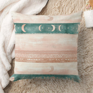 Rustic Sun Moon Pattern for Spiritual Living Throw Pillow