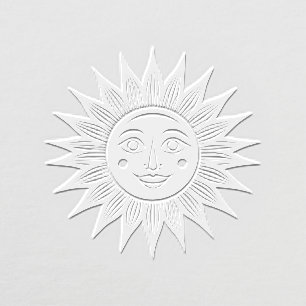 Rustic Sun Rays with Face #2 Image Only No Text Embosser