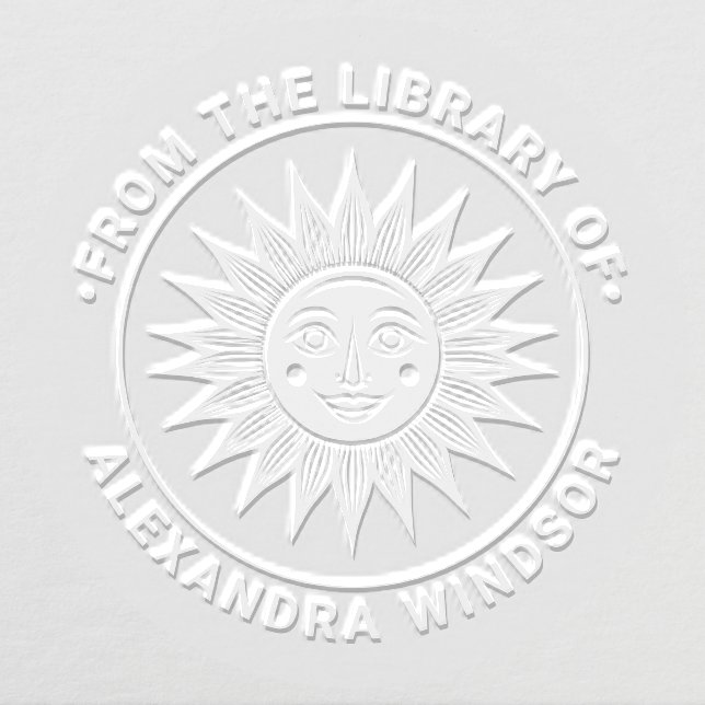 Rustic Sun Rays with Face #2 Library Book Name Embosser (Design)