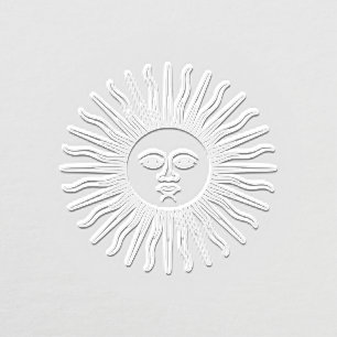 Rustic Sun Rays with Face #B Image Only No Text Embosser