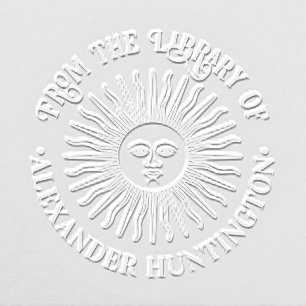 Rustic Sun Rays with Face Library Book Name Embosser