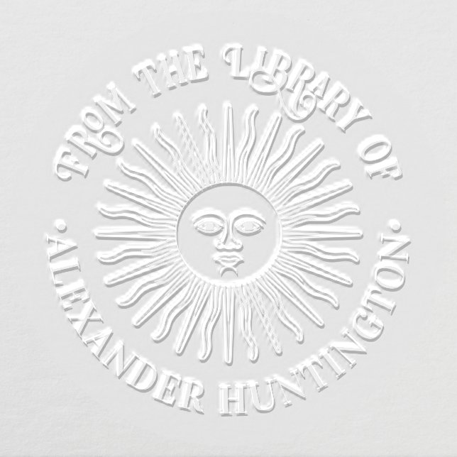 Rustic Sun Rays with Face Library Book Name Embosser (Design)