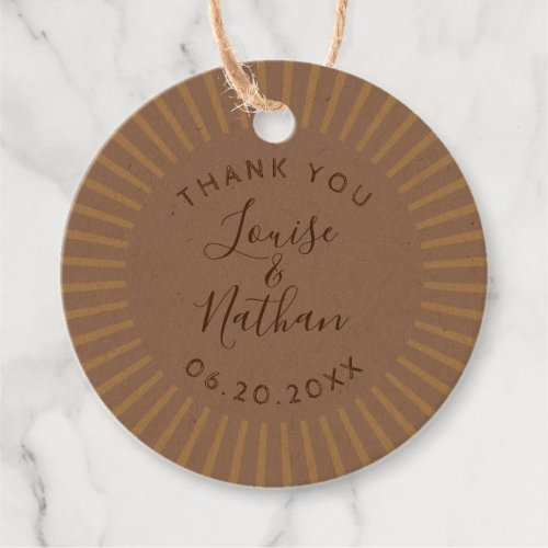 Rustic sun thank you favor tags