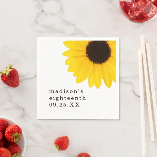 Rustic Sunflower 18th Birthday Party Napkins