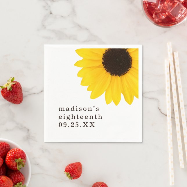Rustic Sunflower 18th Birthday Party Napkins (Insitu)