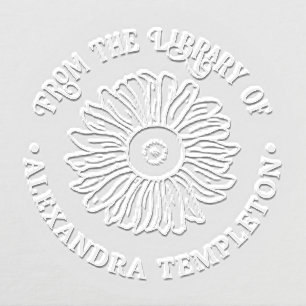 Rustic Sunflower #1 Round Library Book Name Embosser