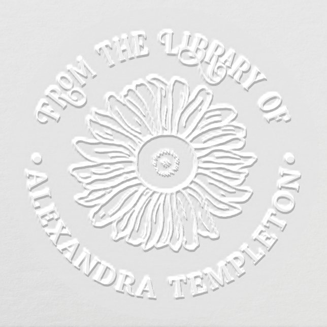 Rustic Sunflower #1 Round Library Book Name Embosser (Design)