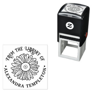 Rustic Sunflower #1 Round Library Book Name Self-inking Stamp