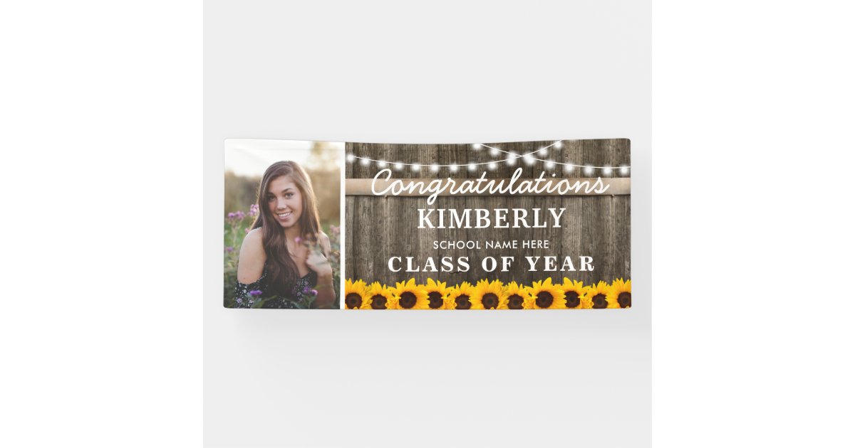 Rustic Sunflower 2020 Graduation Photo Banner Zazzle Com