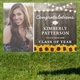 Rustic Sunflower 2025 Graduation Photo Sign