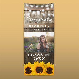Rustic Sunflower 2026 Graduation Photo Door Banner