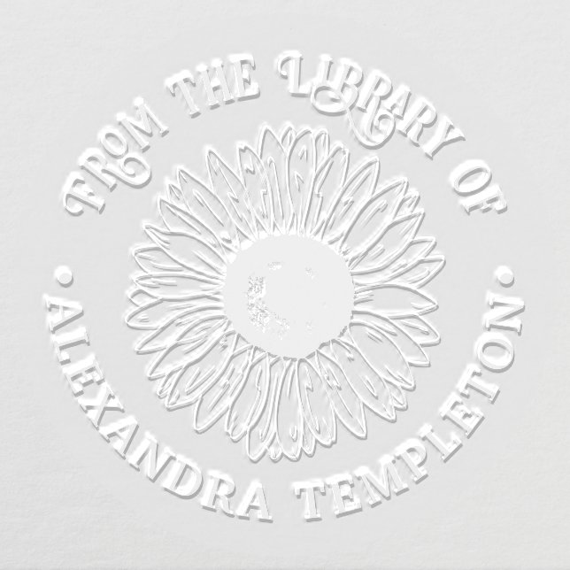 Rustic Sunflower #3 Round Library Book Name Embosser (Design)