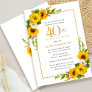 Rustic Sunflower 40th Birthday Party Invitation