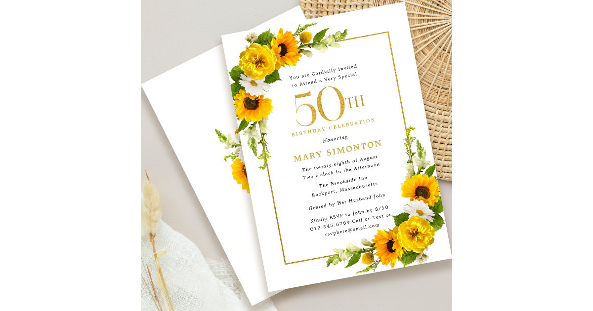 Rustic Sunflower 50th Birthday Party Invitation Zazzle