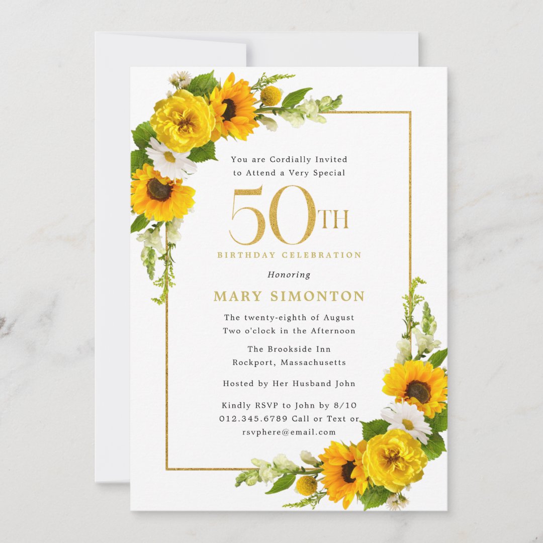 Rustic Sunflower 50th Birthday Party Invitation Zazzle