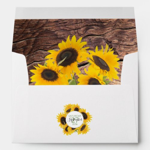 Rustic Sunflower  5x7 Wedding Invitation Envelope