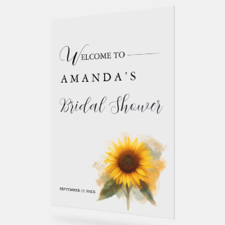 Rustic Sunflower Acrylic Bridal Shower Welcome Sign