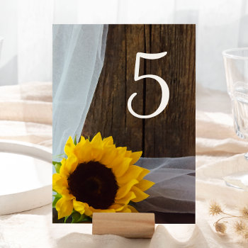 Rustic Sunflower And Barn Wood Country Wedding Table Number by loraseverson at Zazzle