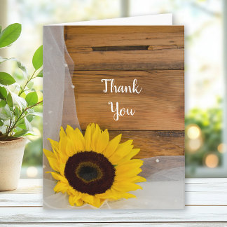 Rustic Sunflower and Bridal Veil Country Thank You