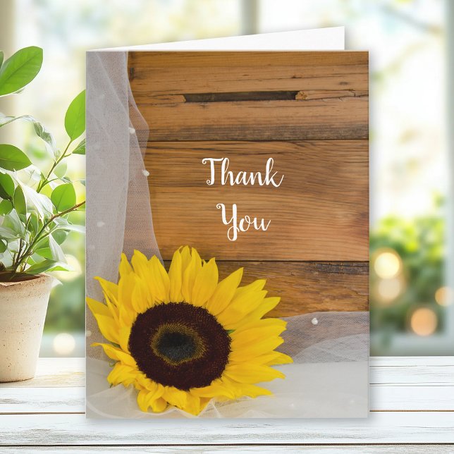Rustic Sunflower and Bridal Veil Country Thank You Card (Creator Uploaded)