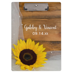 Rustic Sunflower and Bridal Veil Country Wedding Clipboard