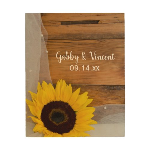 Rustic Sunflower and Bridal Veil Country Wedding Wood Wall Art