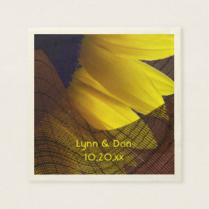 Rustic Sunflower and Burlap Custom Wedding Paper Napkins